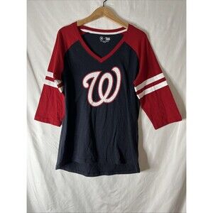 Washington Nationals Women Large 3/4 sleeves Campus‎ Lifestyle T-Shirt New